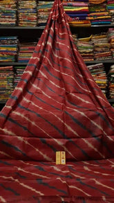 Shibori Maroon Saree, Festive Murshidabad Silk - Saree - Aakritee - S10516